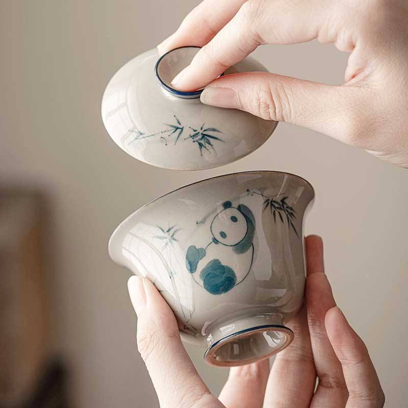 Handmade Panda Ceramic Gaiwan-4