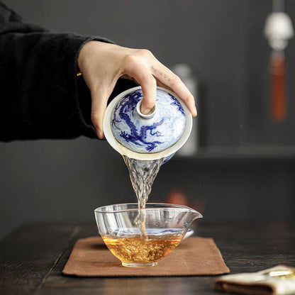 Jingdezhen Blue and White Dragon Ceramic Gaiwan-2