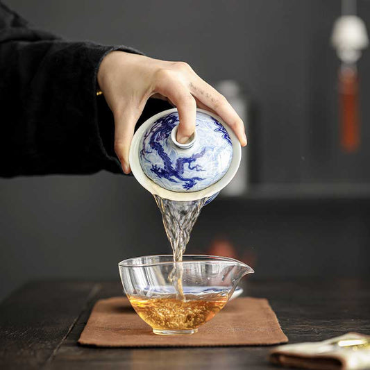 Jingdezhen Blue and White Dragon Ceramic Gaiwan-2