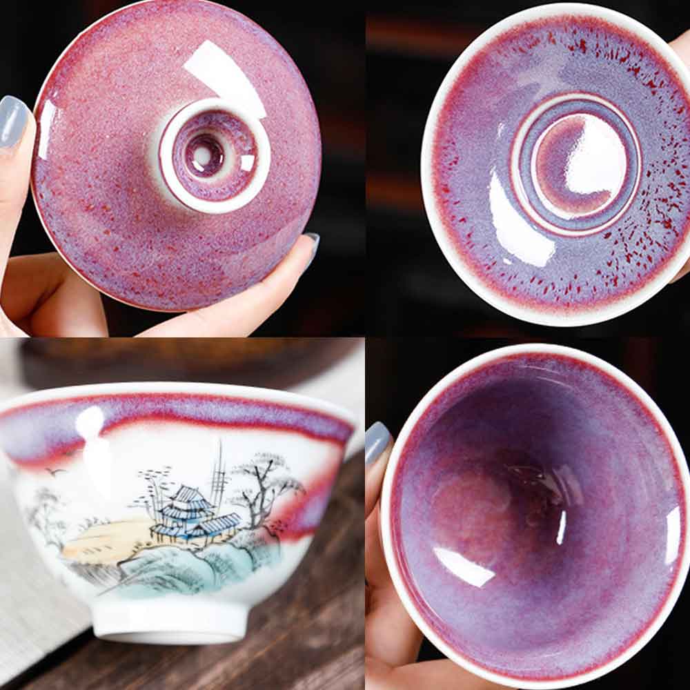 Jun Kiln Fambe Hand-painted Ceramic Gaiwan-2