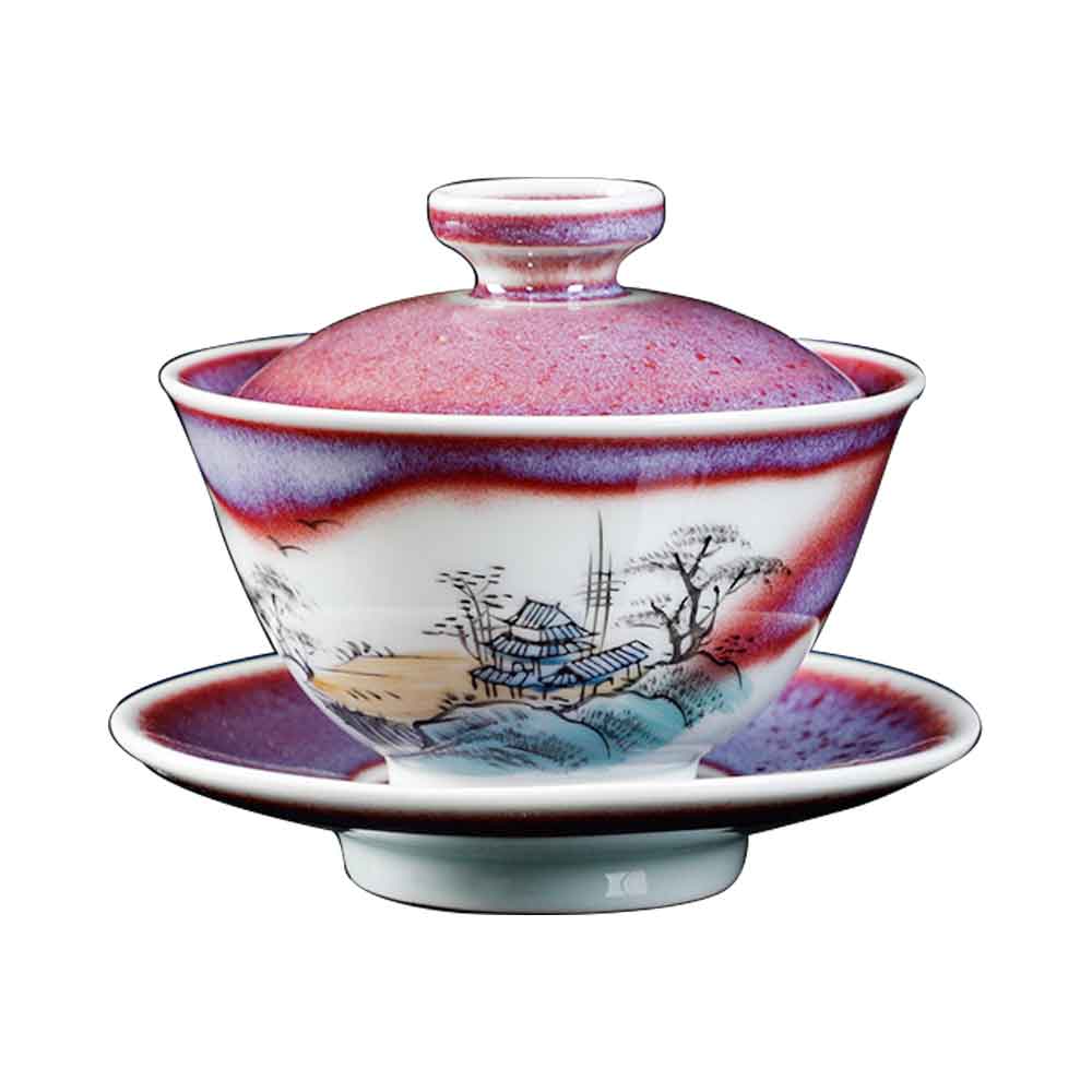 Jun Kiln Fambe Hand-painted Ceramic Gaiwan-1