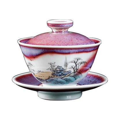 Jun Kiln Fambe Hand-painted Ceramic Gaiwan-1