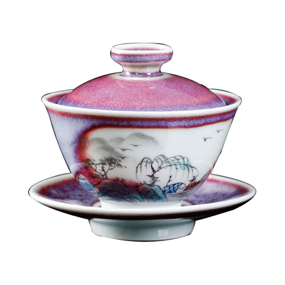 Jun Kiln Fambe Hand-painted Ceramic Gaiwan-3