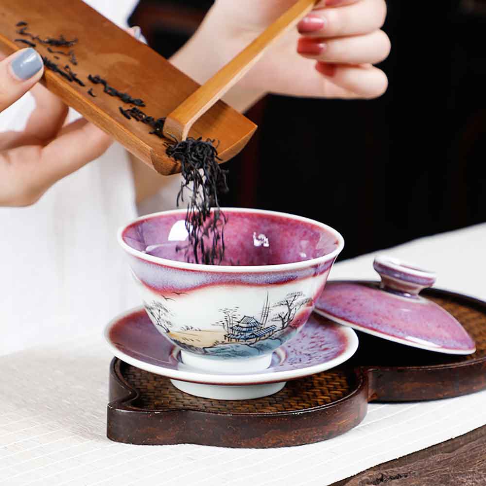 Jun Kiln Fambe Hand-painted Ceramic Gaiwan-6