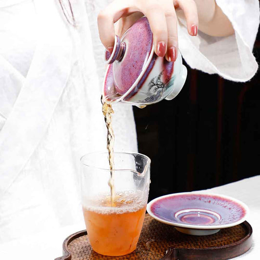 Jun Kiln Fambe Hand-painted Ceramic Gaiwan-4