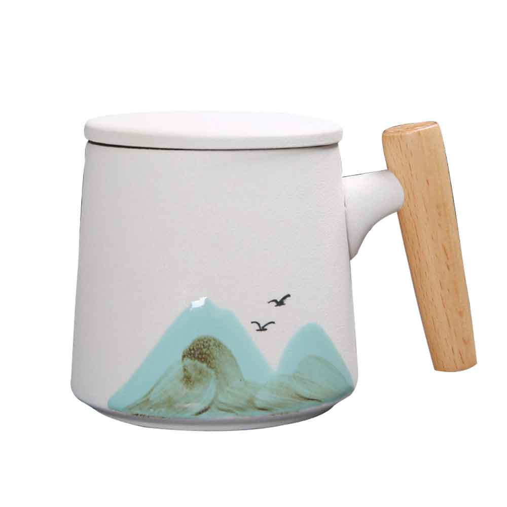 Landscape Ceramic Tea Cup Mug with Tea Strainer-1