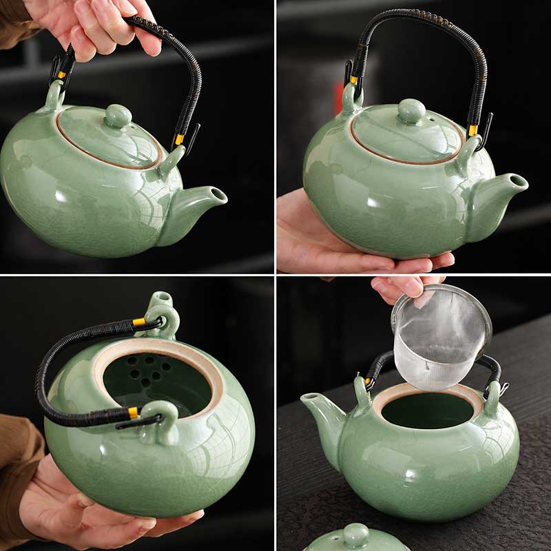 Large-capacity-Crackle-Glaze-Ceramic-Swing-handle-Teapot-with-Strainer-details