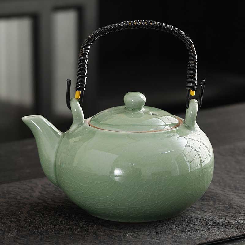Large-capacity-Crackle-Glaze-Ceramic-Swing-handle-Teapot-with-Strainer-plum-green