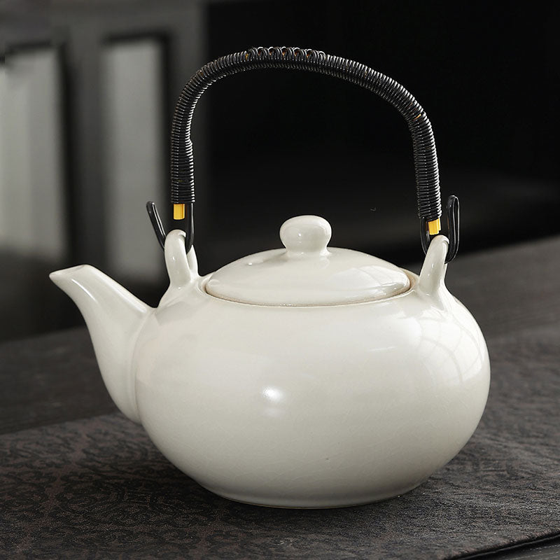 Large-capacity-Crackle-Glaze-Ceramic-Swing-handle-Teapot-with-Strainer-yellow
