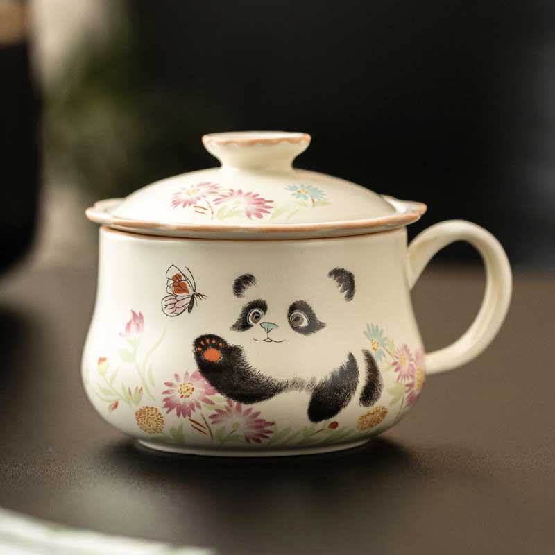 Panda-Playing-with-Butterflies-Office-Ceramic-Tea-Cup-Mug-With-Infuser-and-Lid-185ml-1