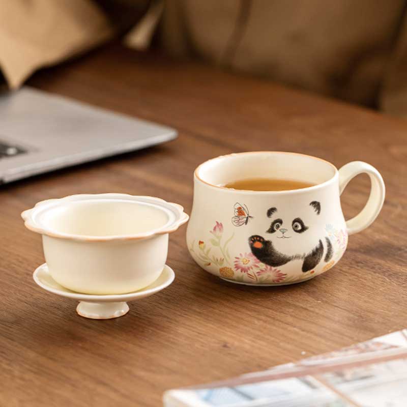 Panda-Playing-with-Butterflies-Office-Ceramic-Tea-Cup-Mug-With-Infuser-and-Lid-185ml-2