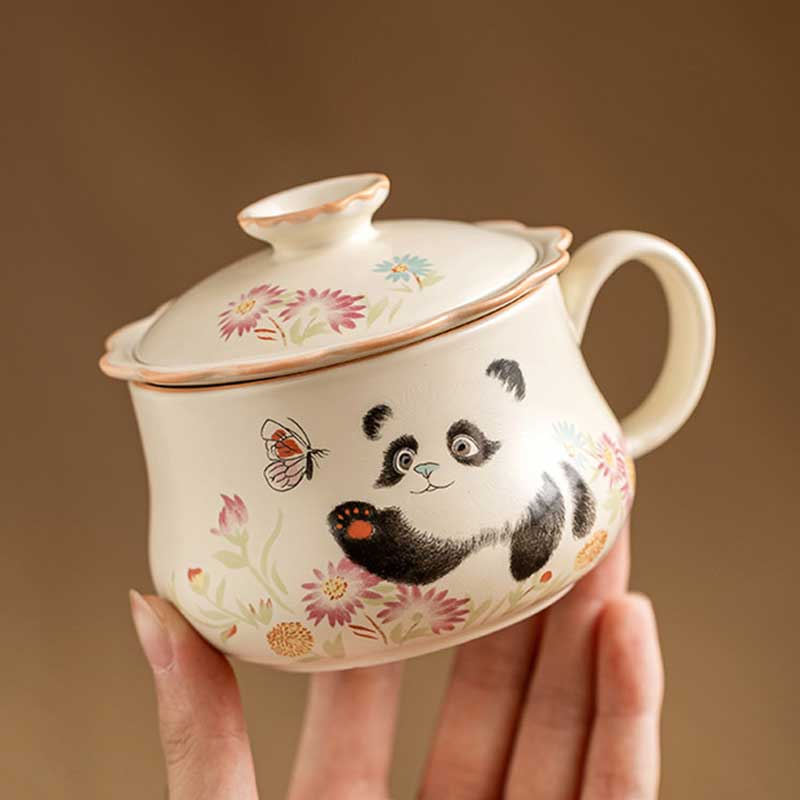 Panda-Playing-with-Butterflies-Office-Ceramic-Tea-Cup-Mug-With-Infuser-and-Lid-185ml-4