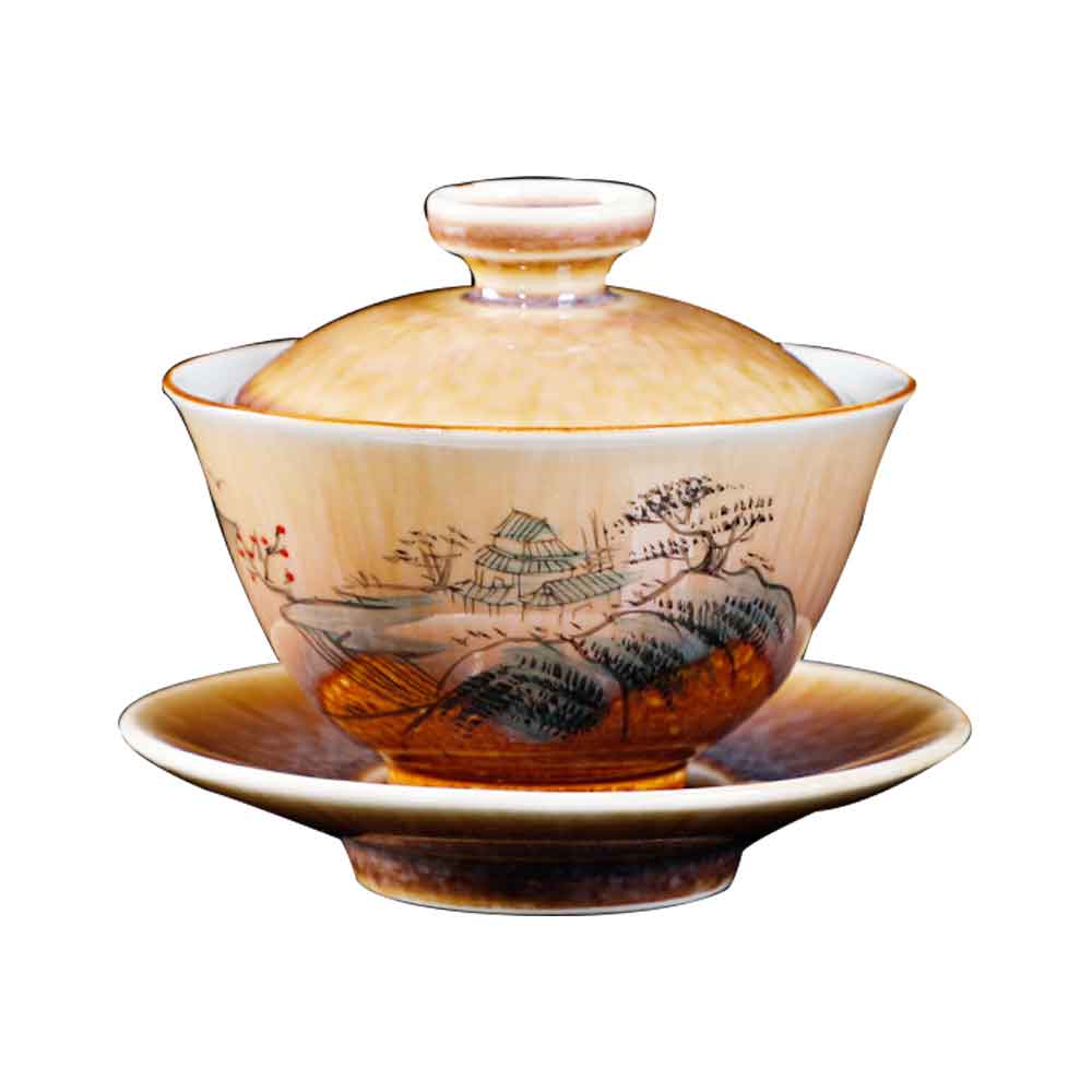 Pearlescent Hand-painted Ceramic Gaiwan-3