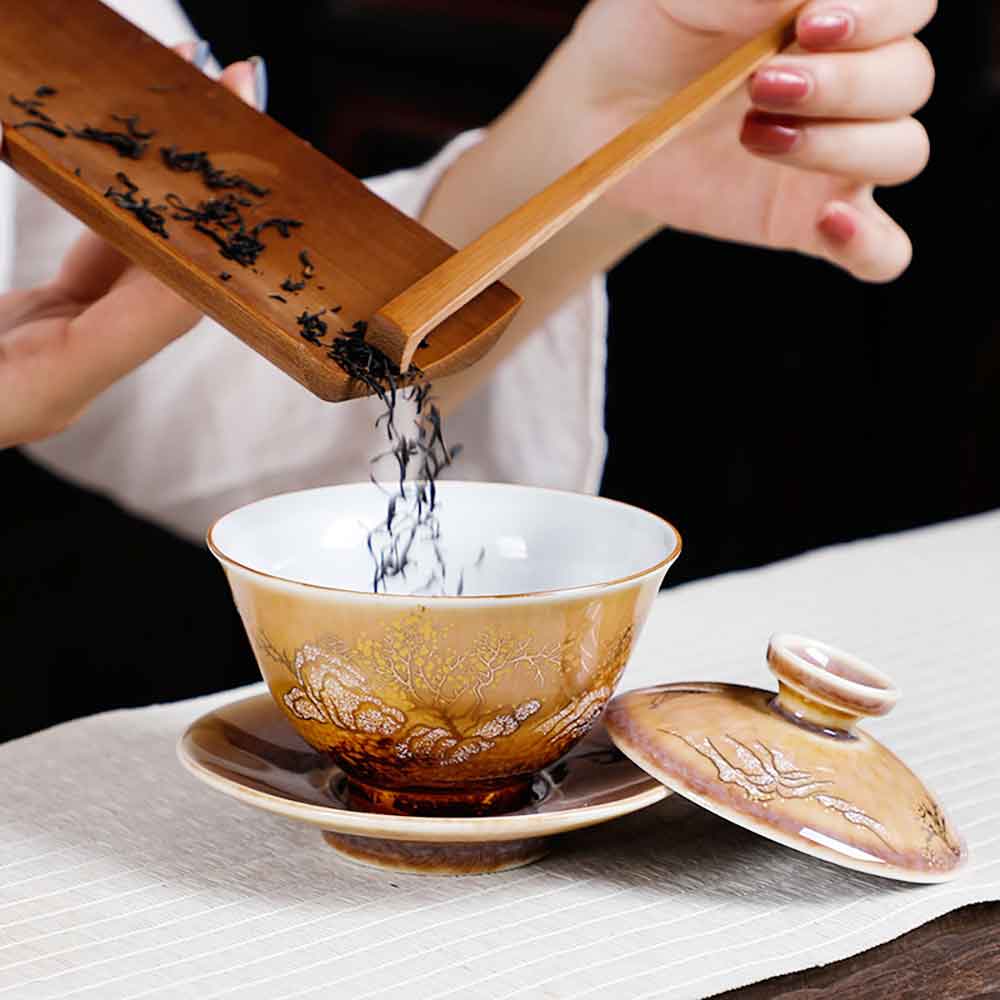 Pearlescent Hand-painted Ceramic Gaiwan-6