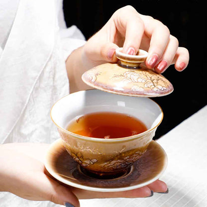 Pearlescent Hand-painted Ceramic Gaiwan-2