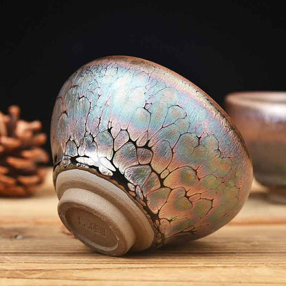 Purple Gold Oil Drops Tenmoku Jian Bowl Tea Cup-2