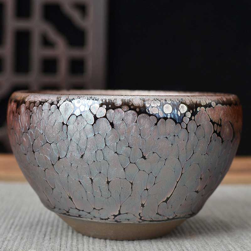 Purple Gold Oil Drops Tenmoku Jian Bowl Tea Cup-4