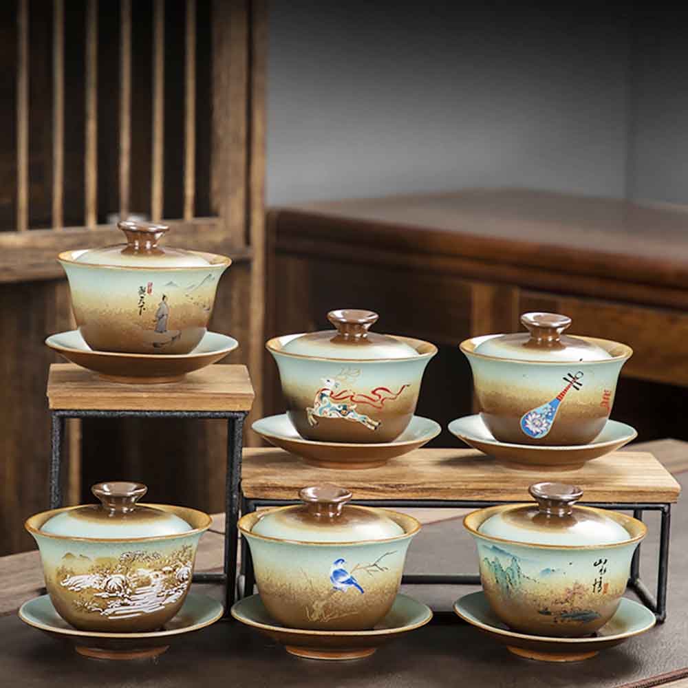 Retro Sancai Ceramic Gaiwan-2