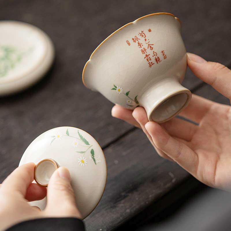 Ru Kiln Elegant Ceramic Gaiwan