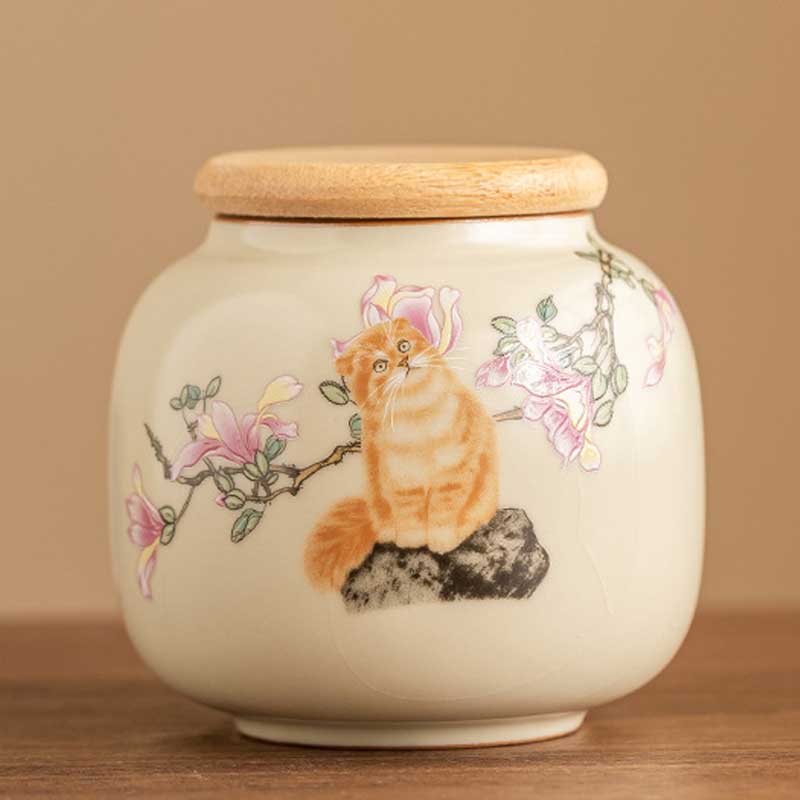 Ru-Ware-Crackle-Airtight-Ceramic-Tea-Canister-with-Magnolia-and-Cute-Cat-2