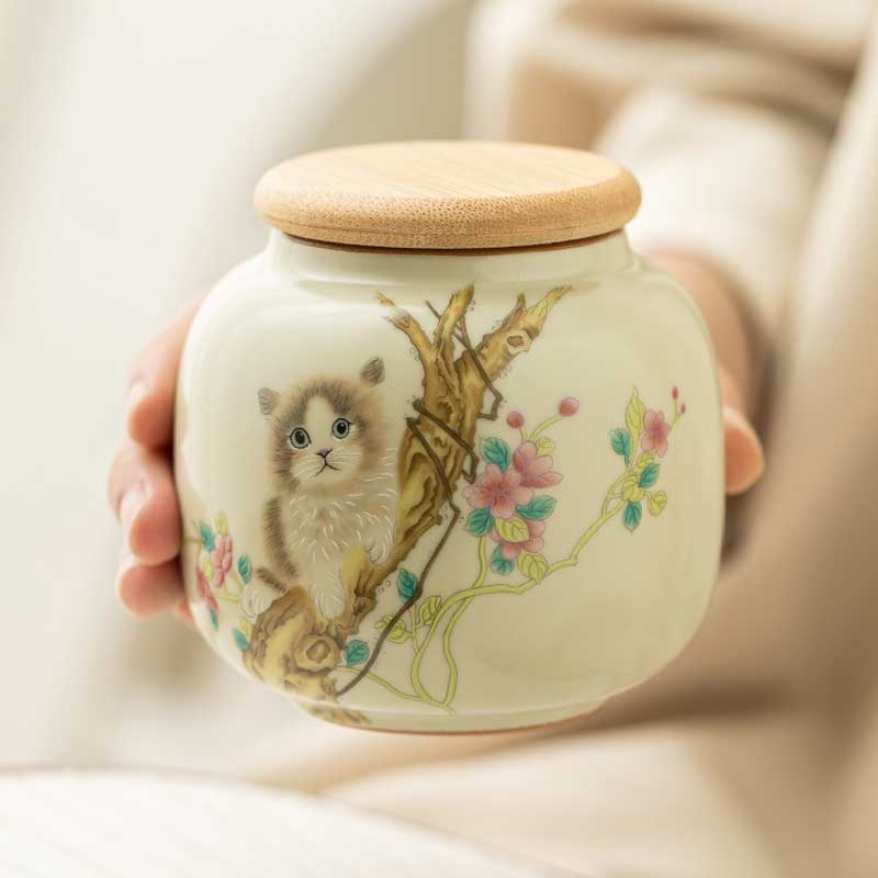 Ru-Ware-Crackle-Airtight-Ceramic-Tea-Canister-with-Magnolia-and-Cute-Cat-6