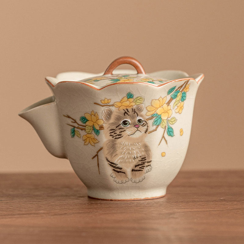 Ru-Ware-Hand-painted-Yellow-Cat-Ceramic-Teapot-with-Crackle-Glaze-1