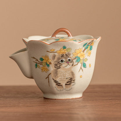 Ru-Ware-Hand-painted-Yellow-Cat-Ceramic-Teapot-with-Crackle-Glaze-1