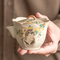 Ru-Ware-Hand-painted-Yellow-Cat-Ceramic-T