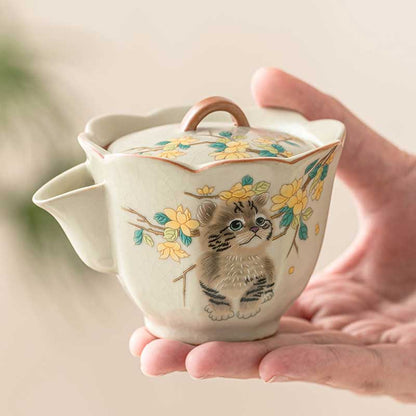 Ru-Ware-Hand-painted-Yellow-Cat-Ceramic-Teapot-with-Crackle-Glaze-4