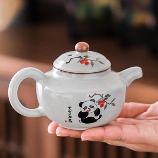 Ru Ware Moon White Panda Ceramic Teapot With Crackle 220ml