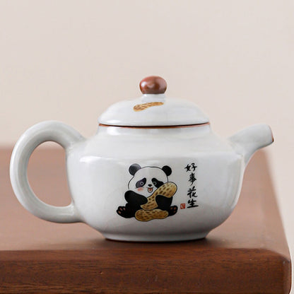 Ru Ware Moon White Panda Ceramic Teapot With Crackle 220ml