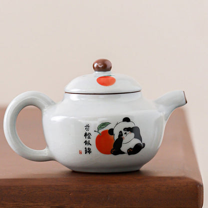 Ru Ware Moon White Panda Ceramic Teapot With Crackle 220ml