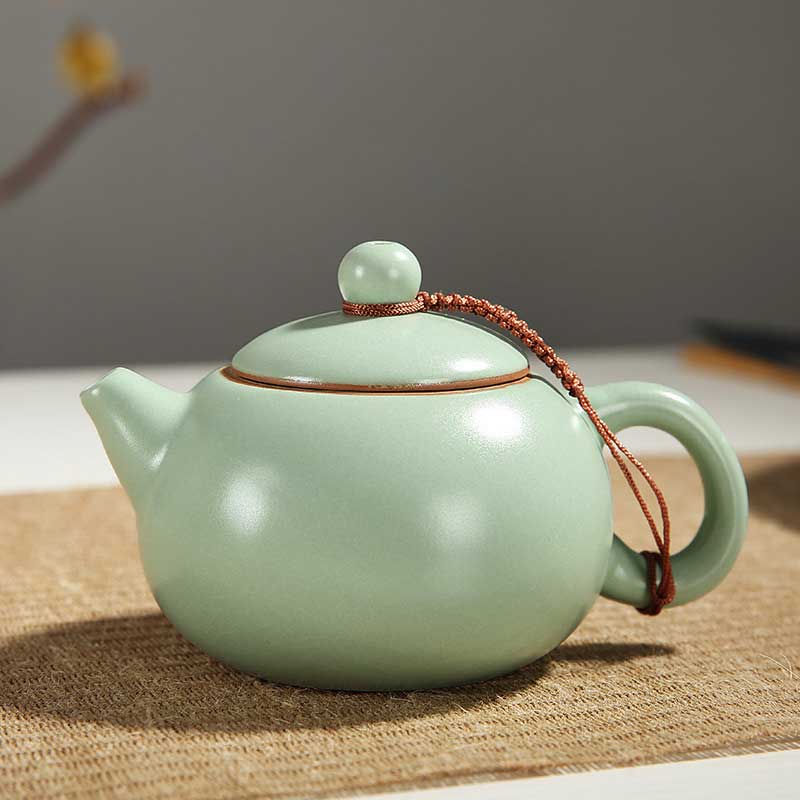 Ru-Ware-Xishi-Ceramic-Teapot-260ml-bean-green