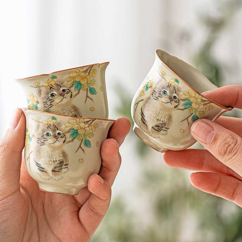 Ru-Ware-Yellow-Cat-Ceramic-Master-Tea-Cup-with-Crackle-Glaze-40ml-2