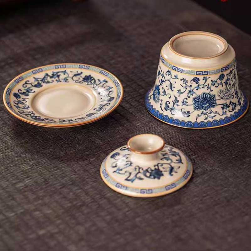 Ru Kiln Blue And White Ceramic Gaiwan-6