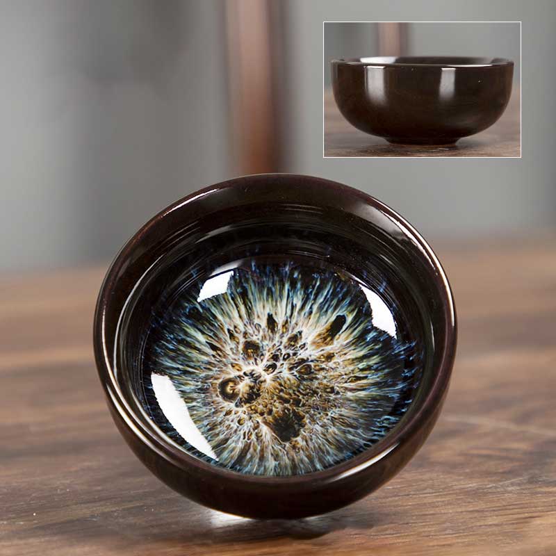 Tenmoku Jian Bowl Alluvial Gold Tea Cup-4