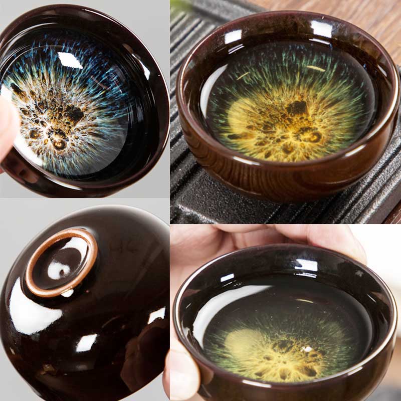 Tenmoku Jian Bowl Alluvial Gold Tea Cup-3
