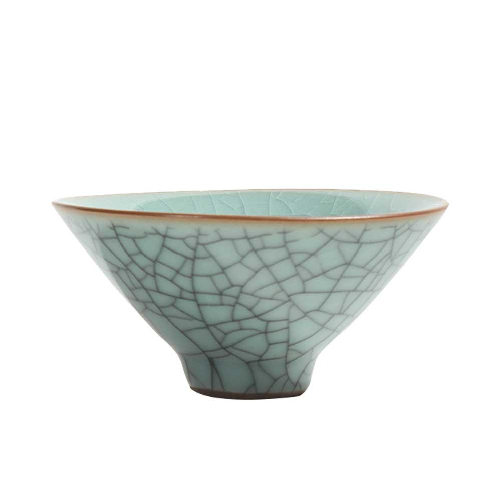 Bamboo Hat Ceramic Tea Cup With Crackles-1