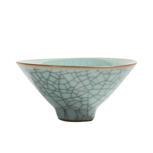 Bamboo Hat Ceramic Tea Cup With Crackles-1