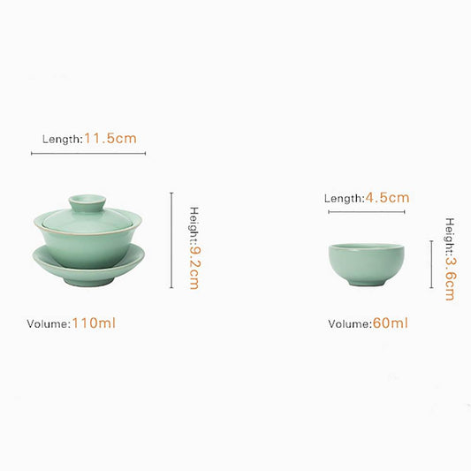 Chinese Antique and Grace Ceramic Gaiwan Tea Set - Ajiangoods