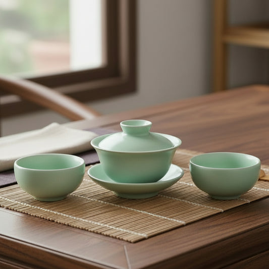 Chinese Antique and Grace Ceramic Gaiwan Tea Set - Ajiangoods
