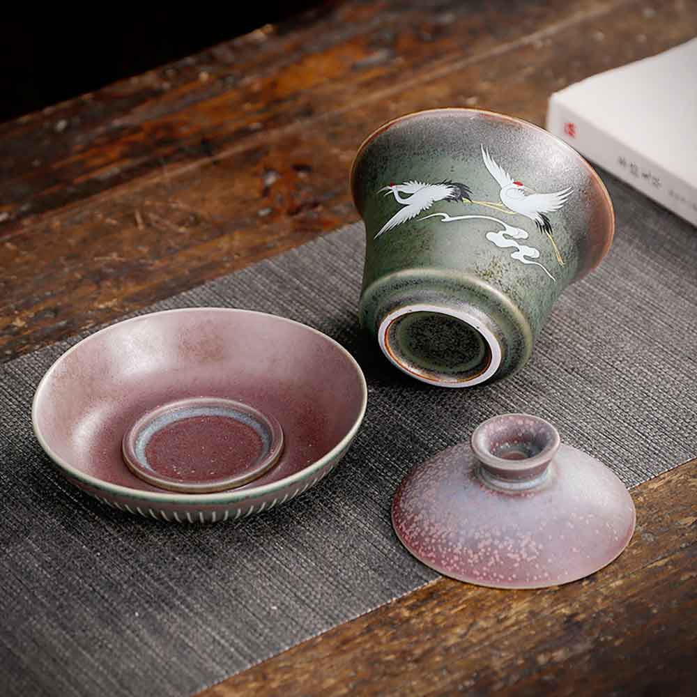 Chinese Crane Ceramic Gaiwan