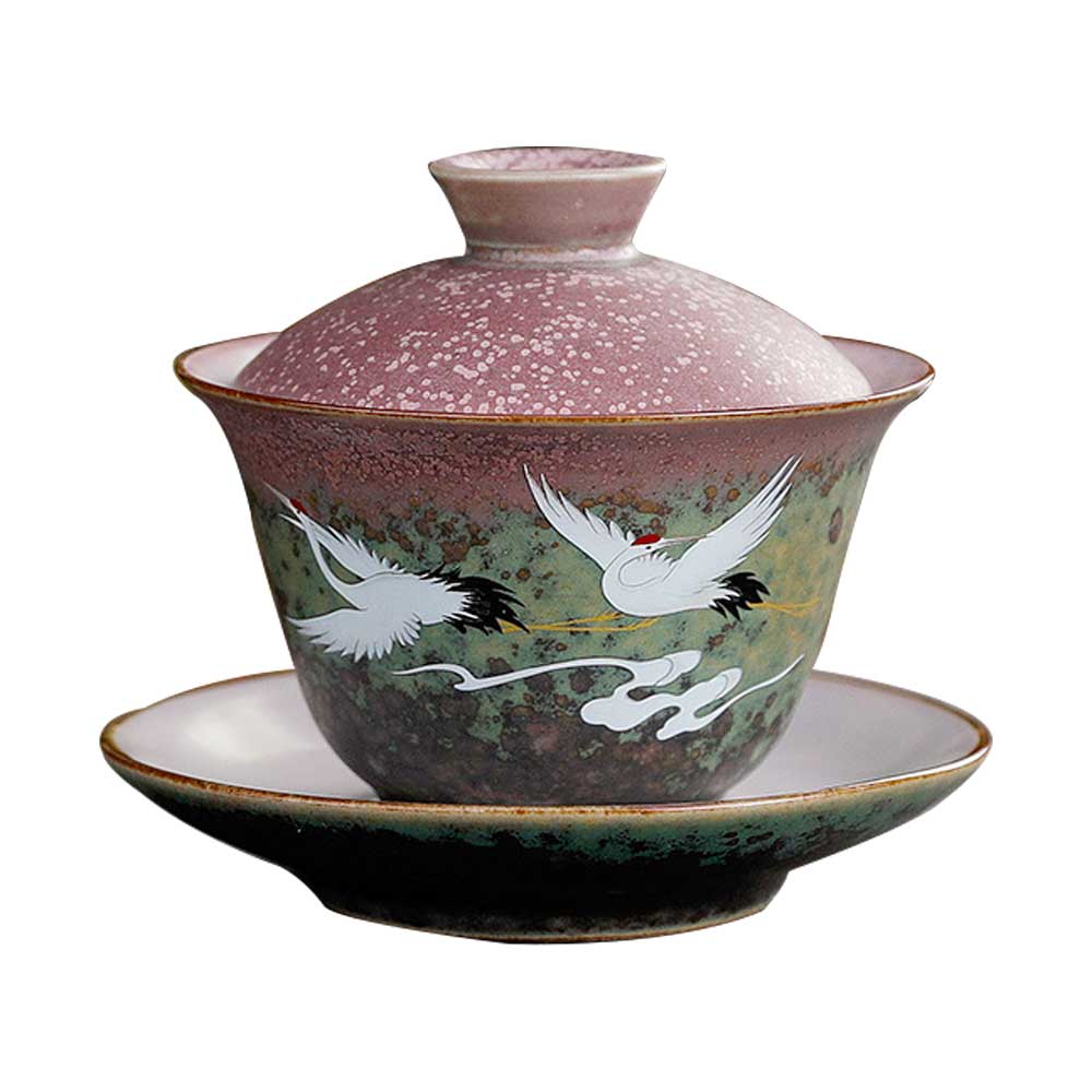 Chinese Crane Ceramic Gaiwan