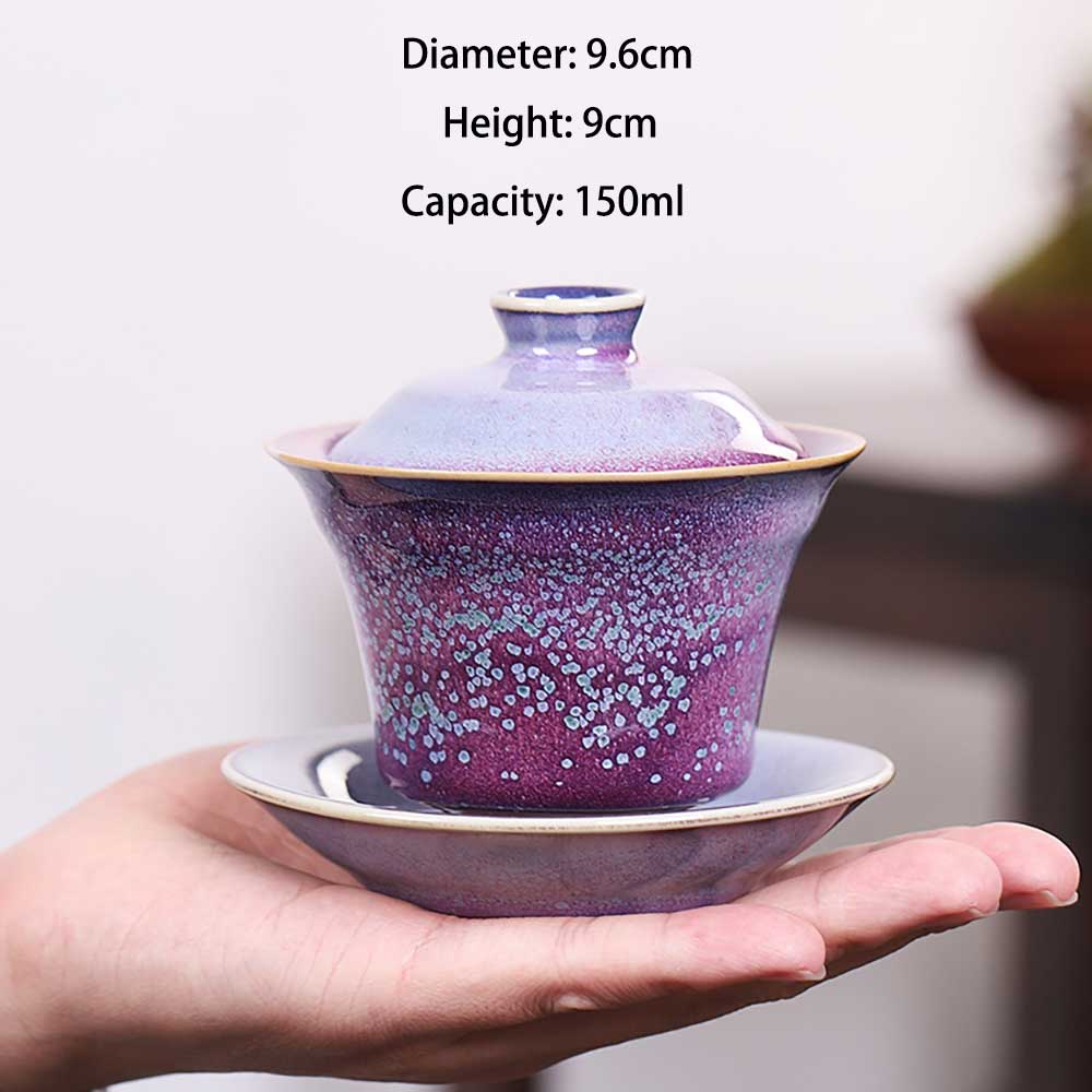 Jun Kiln Bamboo Shape Ceramic Gaiwan