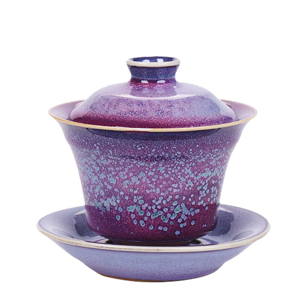 Jun Kiln Bamboo Shape Ceramic Gaiwan