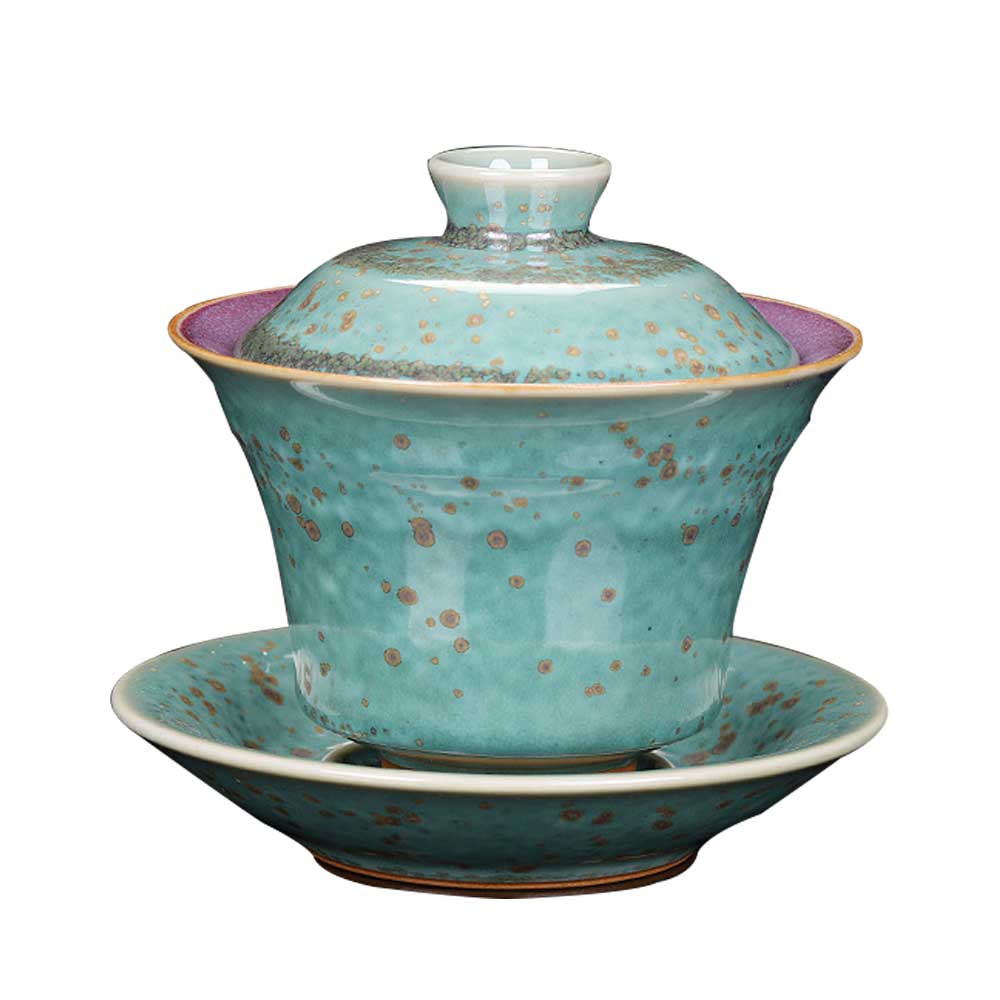 Jun Kiln Bamboo Shape Ceramic Gaiwan