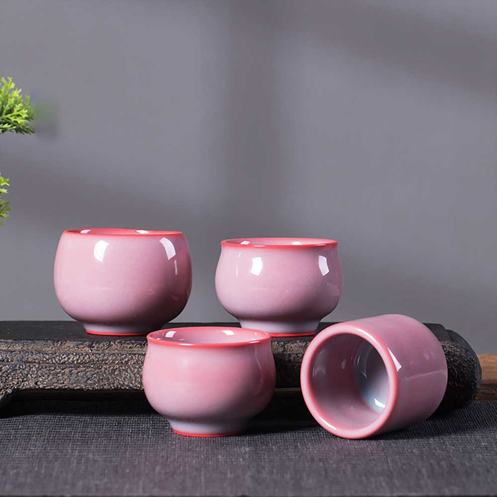 Longquan Pink Glaze Ceramic Tea Cup-2