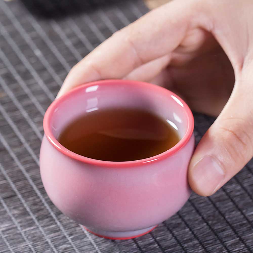 Longquan Pink Glaze Ceramic Tea Cup-3