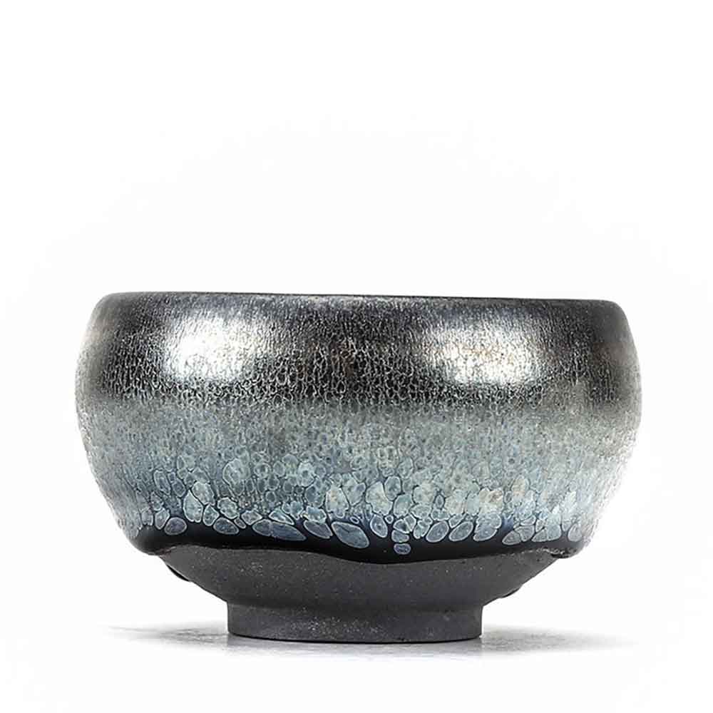 Tenmoku Jian Bowl Silver Inlaid Tea Cup-3