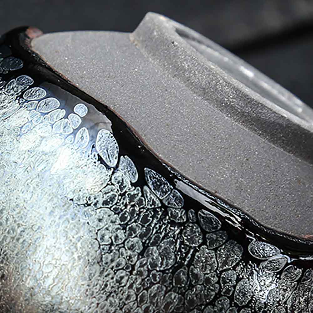 Tenmoku Jian Bowl Silver Inlaid Tea Cup-4